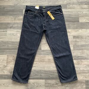 38x29 NWT Lee Regular Fit Straight Leg Jeans Men's Blue Denim Dark Wash 2008997